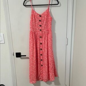 Pink Floral Button-Down Summer Dress